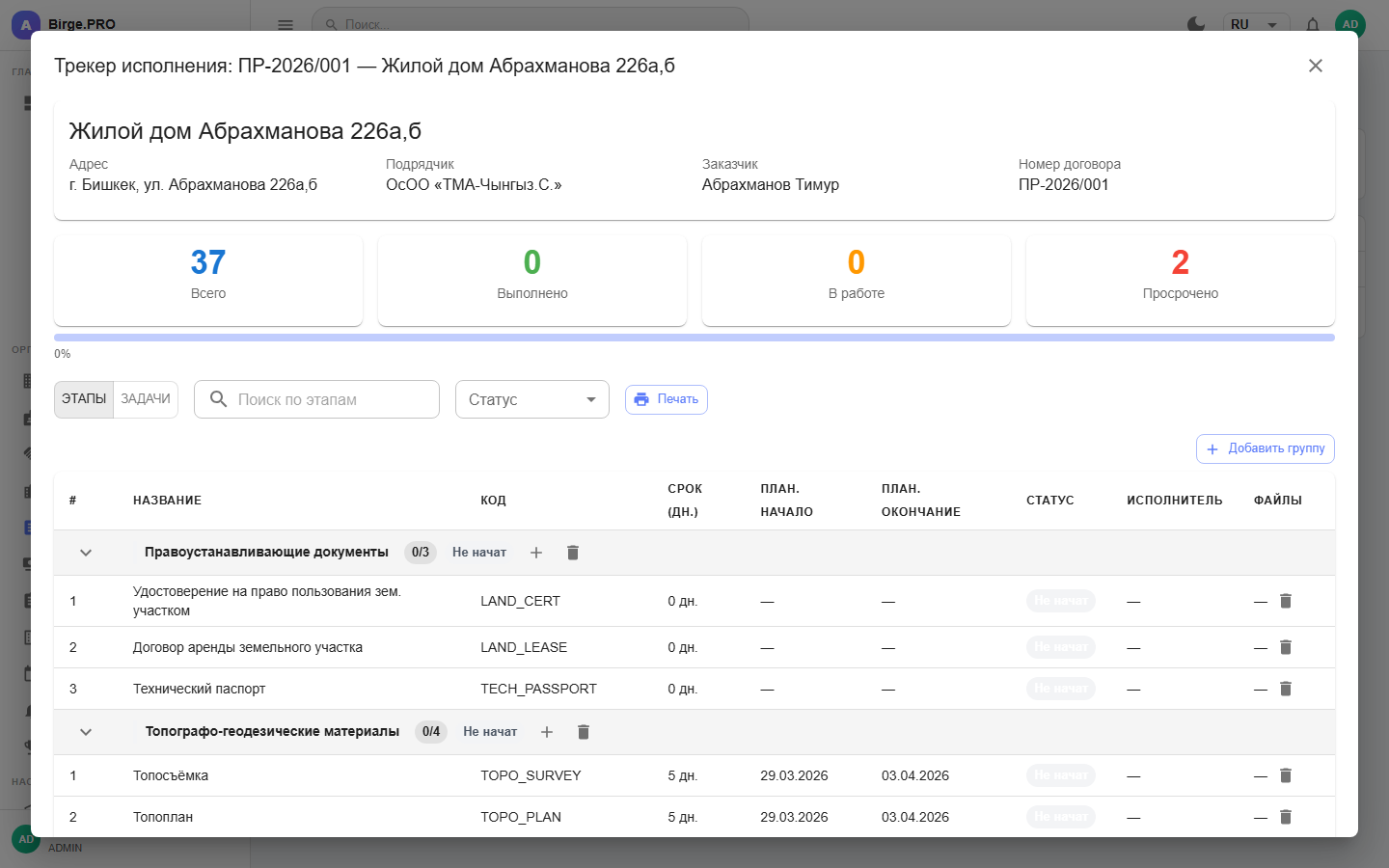 Трекер исполнения